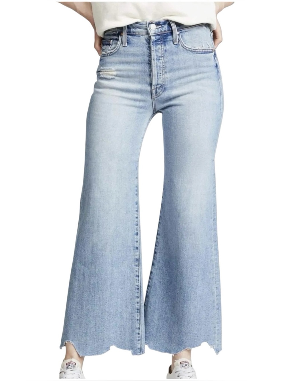 MOTHER The Tomcat Roller Chew “True Confession” Wide Leg Frayed Hem Jean